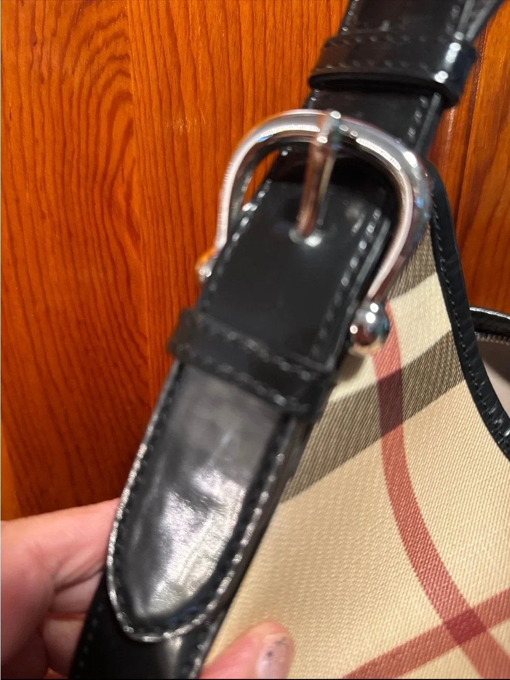 Burberry Beige nova check Larkin Hobo with Black Trim